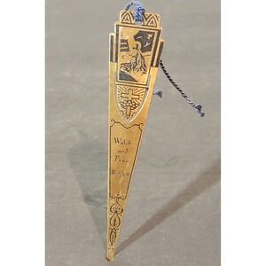 Vtg Brass Chicago World's Fair Bookmark Religion Watch And Pray MAT 26:41 Verse